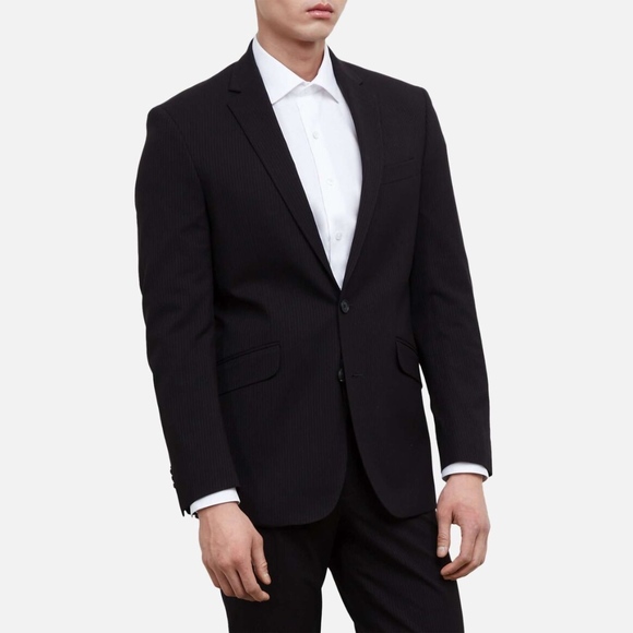 Kenneth Cole Reaction Men’s Pinstripe Suit Jacket Blazer Navy Slim Fit 38S NWT - Picture 2 of 6